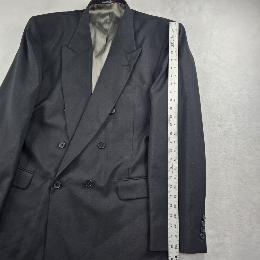 Vtg Stanley Blacker Suit Double Breasted Peak Lapel Mens 44L Pants 36x32 Pleated - Picture 3 of 16